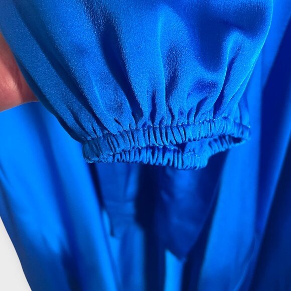 Ever New Melbourne Midi Dress Sz 10 US Satin Cobalt Blue Tie Waist - Picture 7 of 9